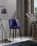 Hanah Home Vento Sax Blue Juego de Taburetes de Bar (2 Piezas) Color Azul y Negro Con Patas Metálicas 130cm